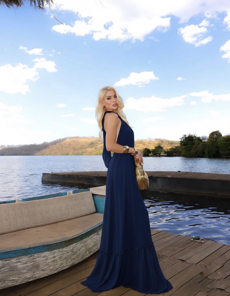 Vestido Longo Frente Única