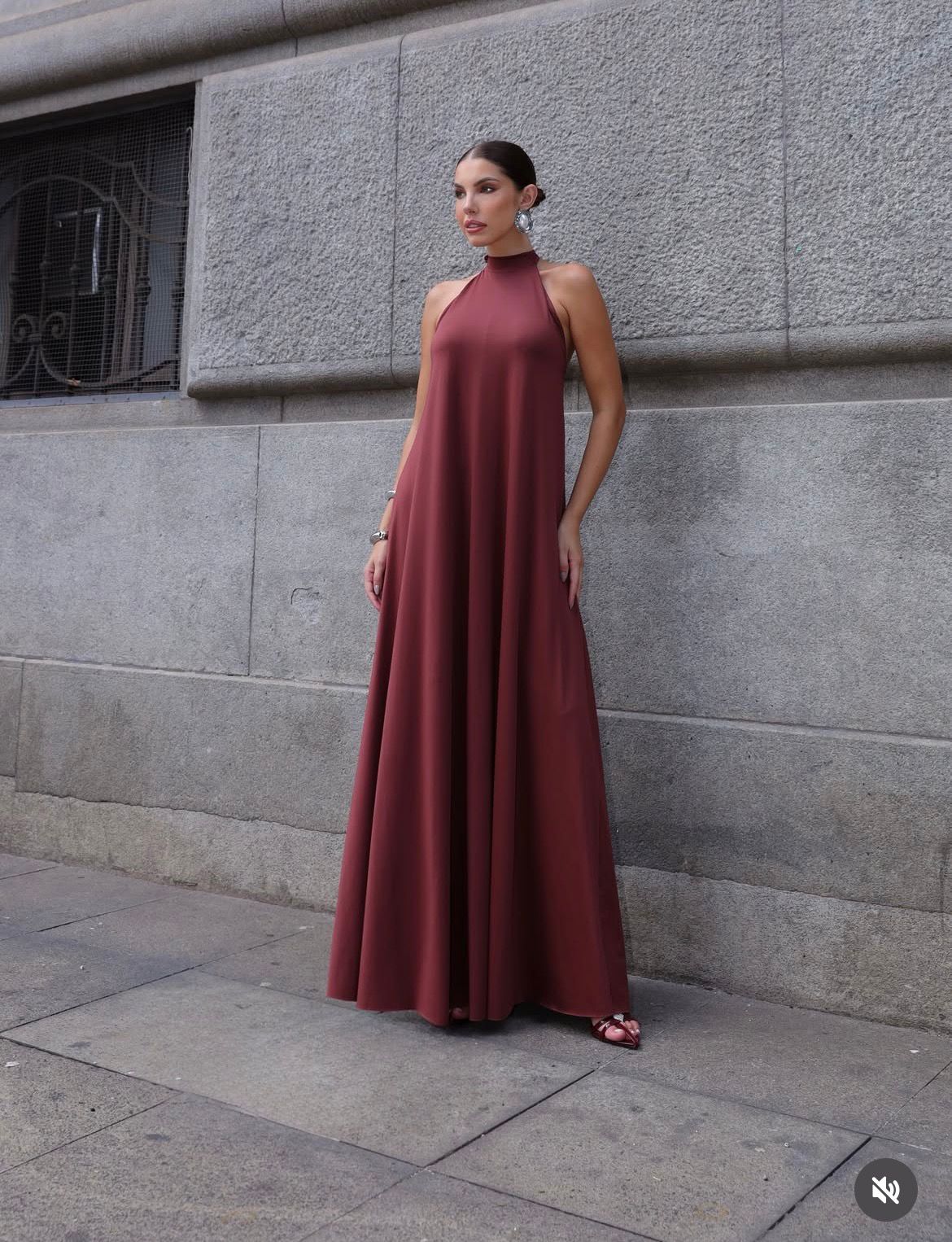 Vestido gola alta frente única Tamanho único - Tecido Fluity