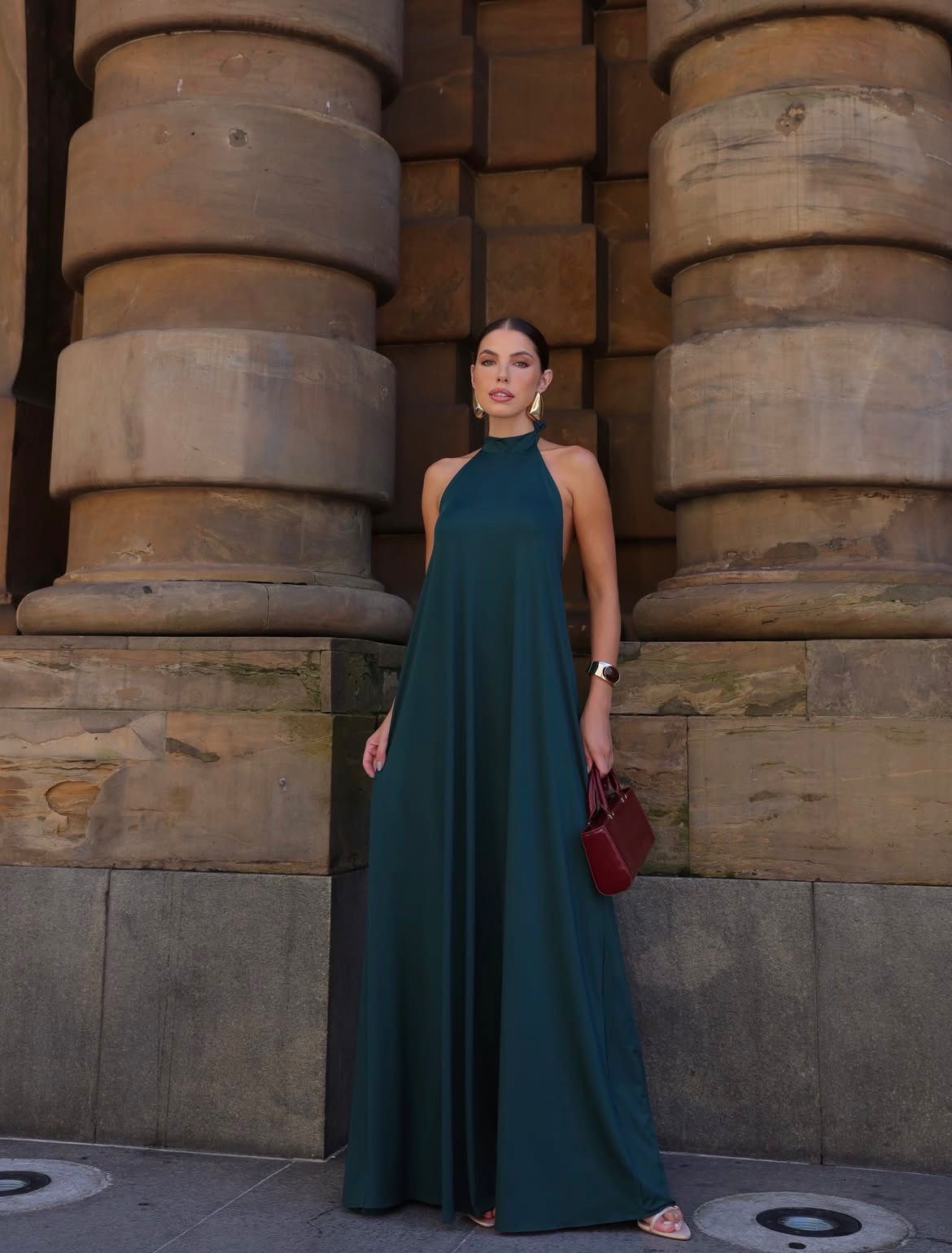 Vestido gola alta frente única Tamanho único - Tecido Fluity