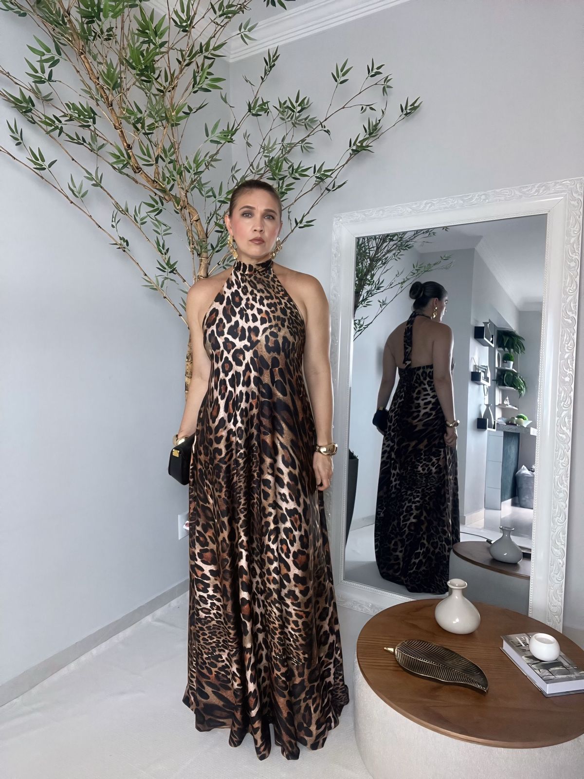 Vestido gola alta frente única Tamanho único - Tecido Fluity