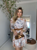 vestido curto manga longa