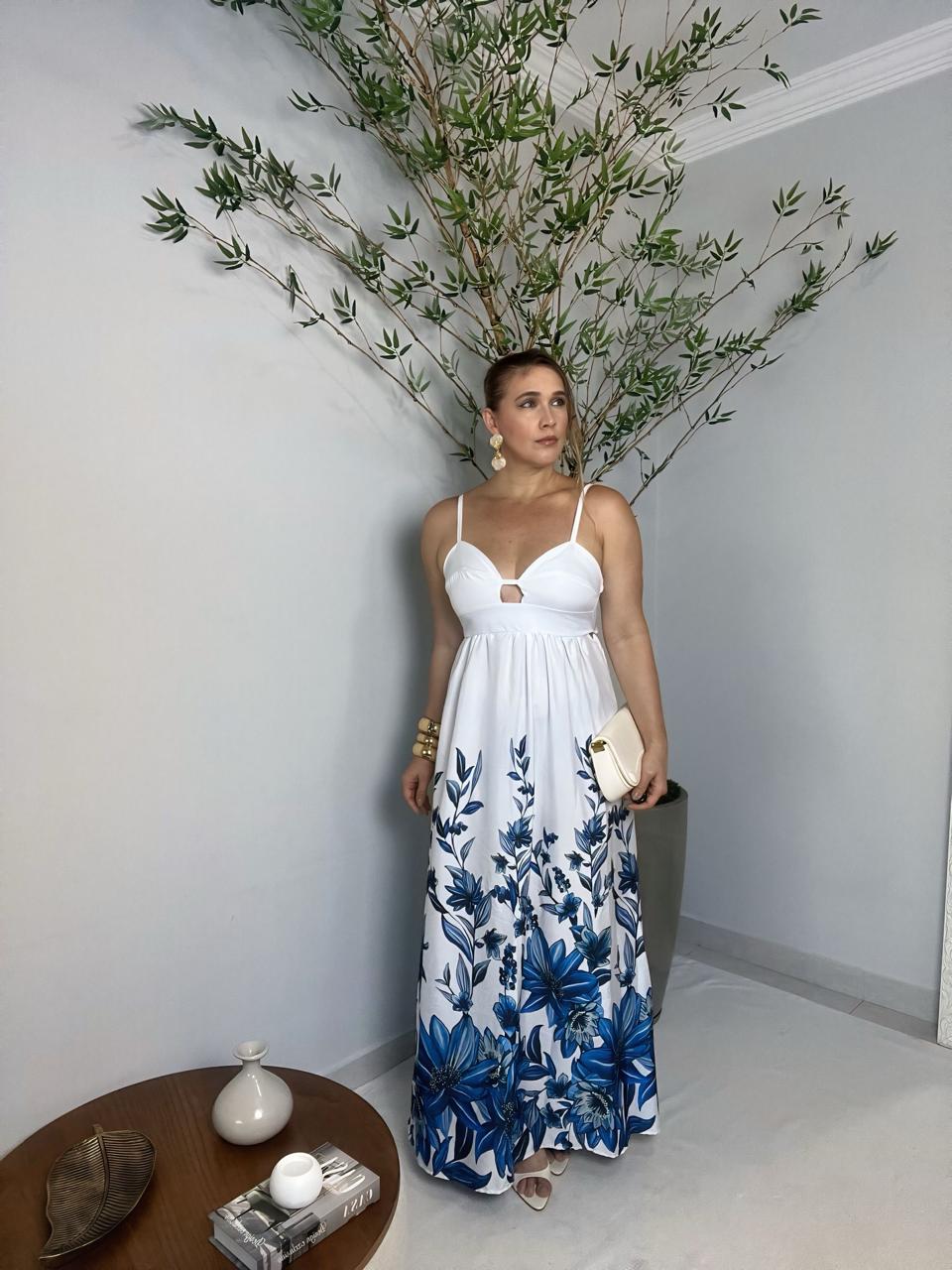vestido longo floral