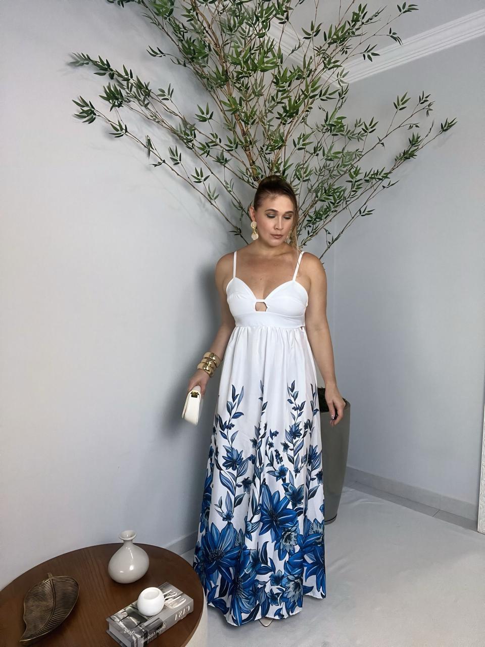 vestido longo floral