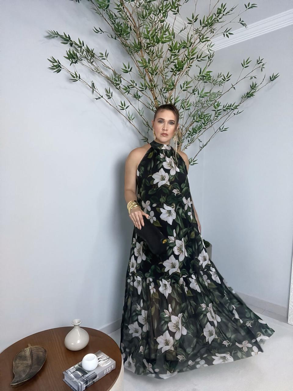 vestido longo cavado