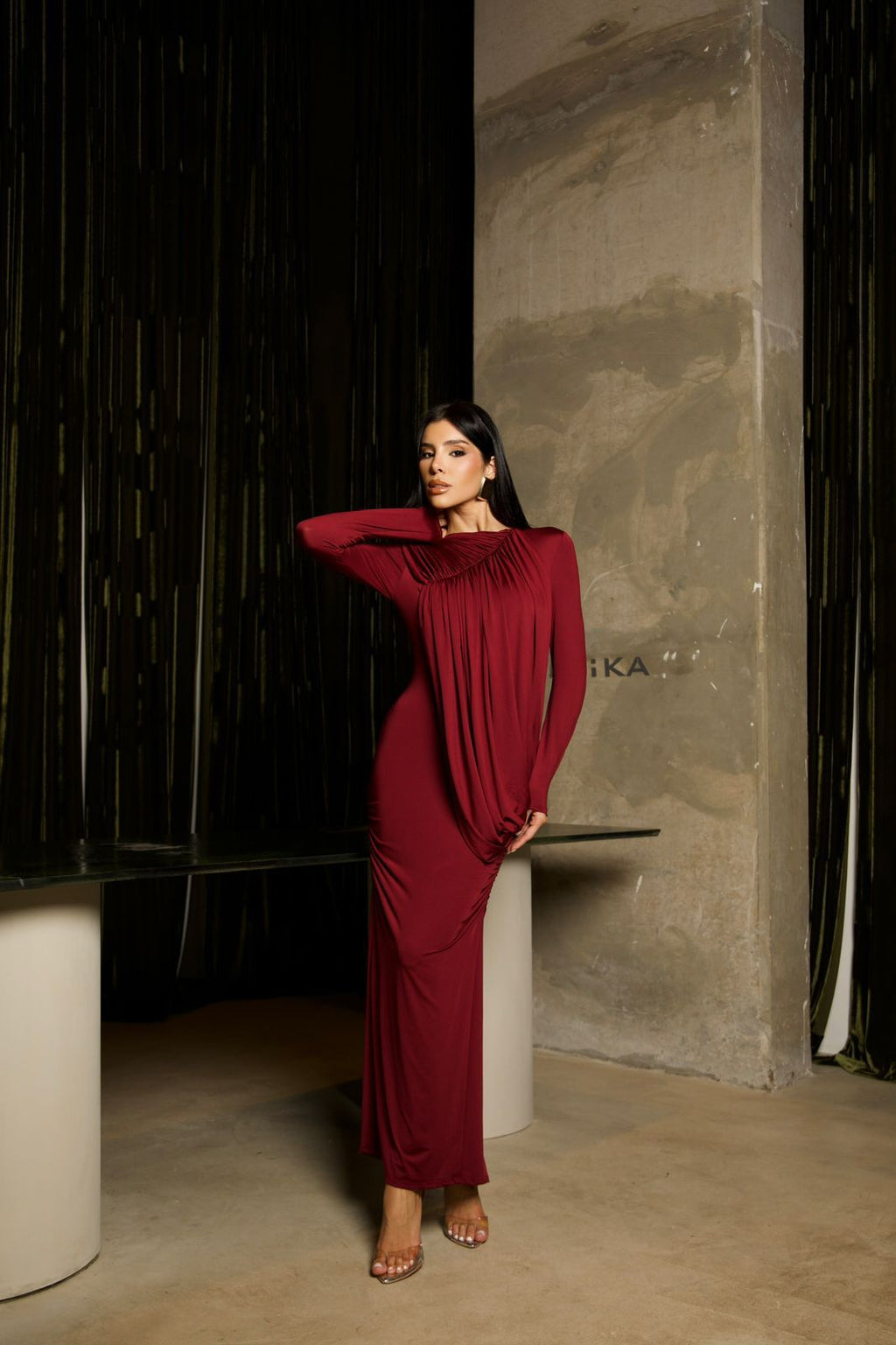 vestidolongo com echarpe