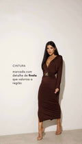 vestido midi decote v