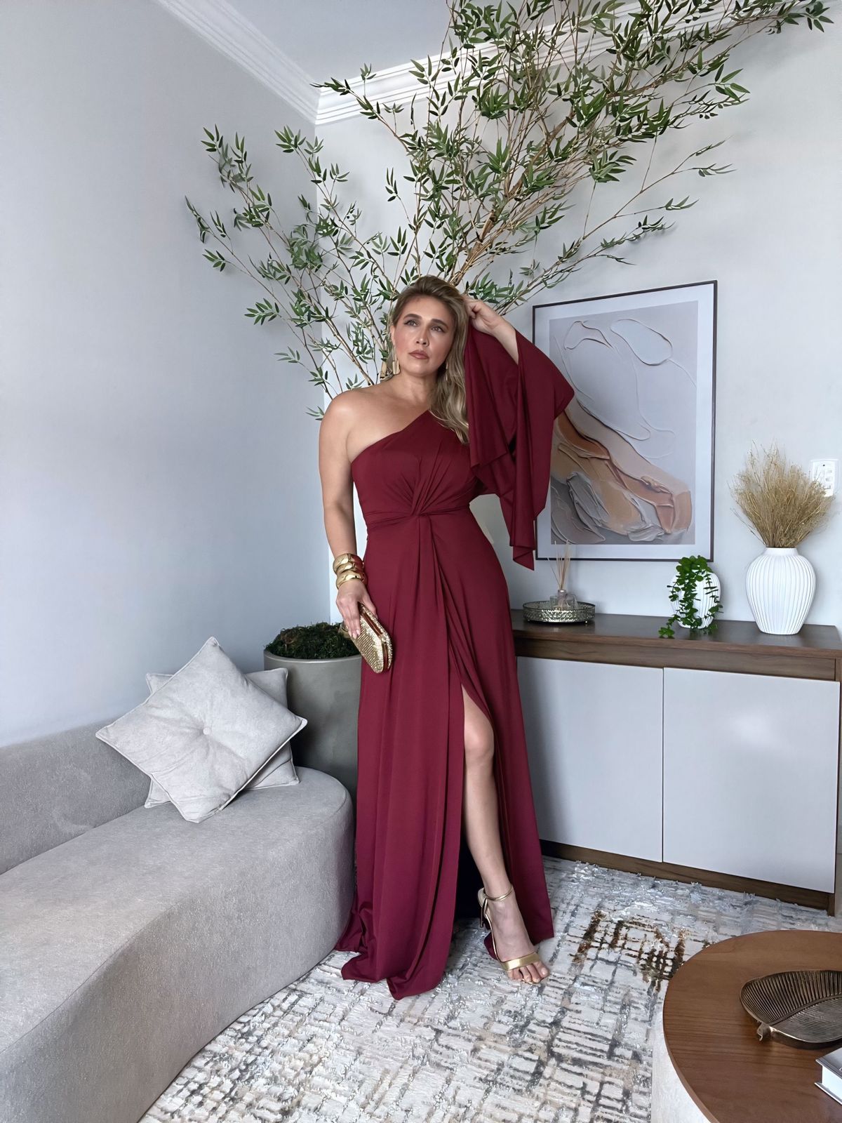 VESTIDO LONGO NULA MANGA LONGA NÓ