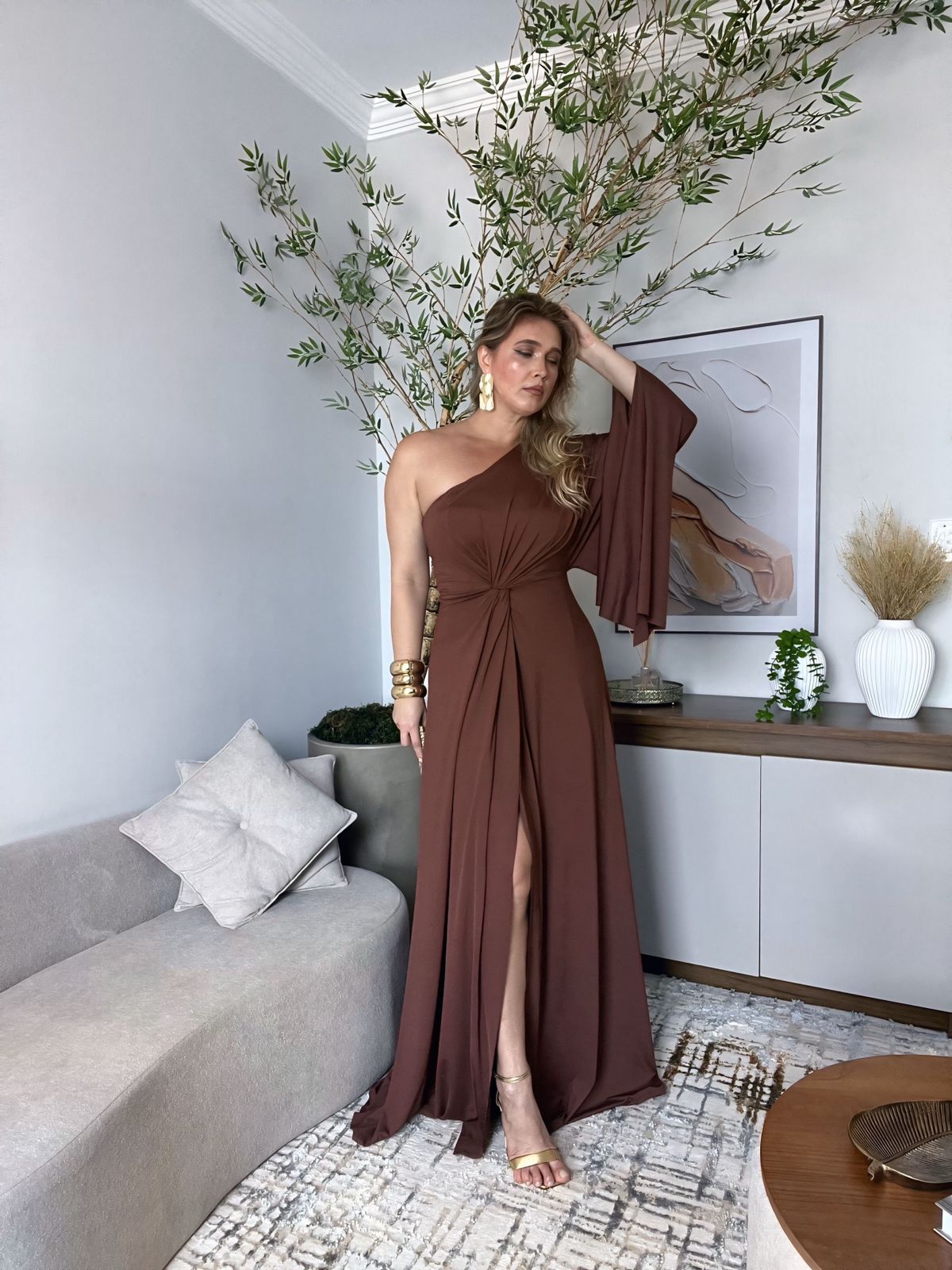 VESTIDO LONGO NULA MANGA LONGA NÓ