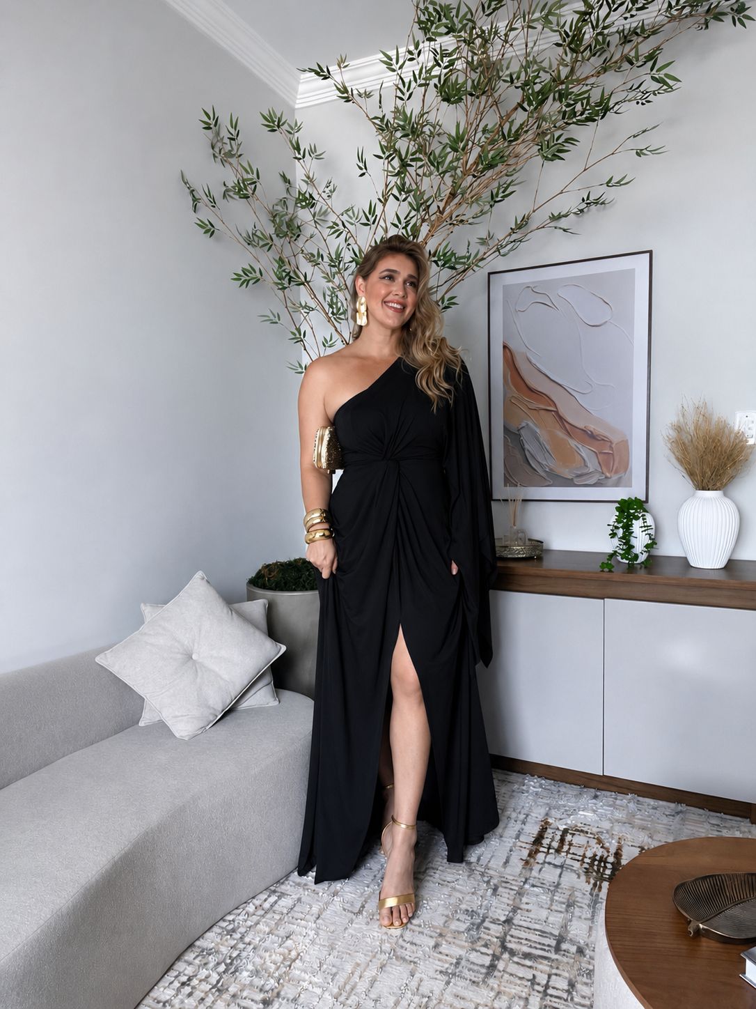 VESTIDO LONGO NULA MANGA LONGA NÓ