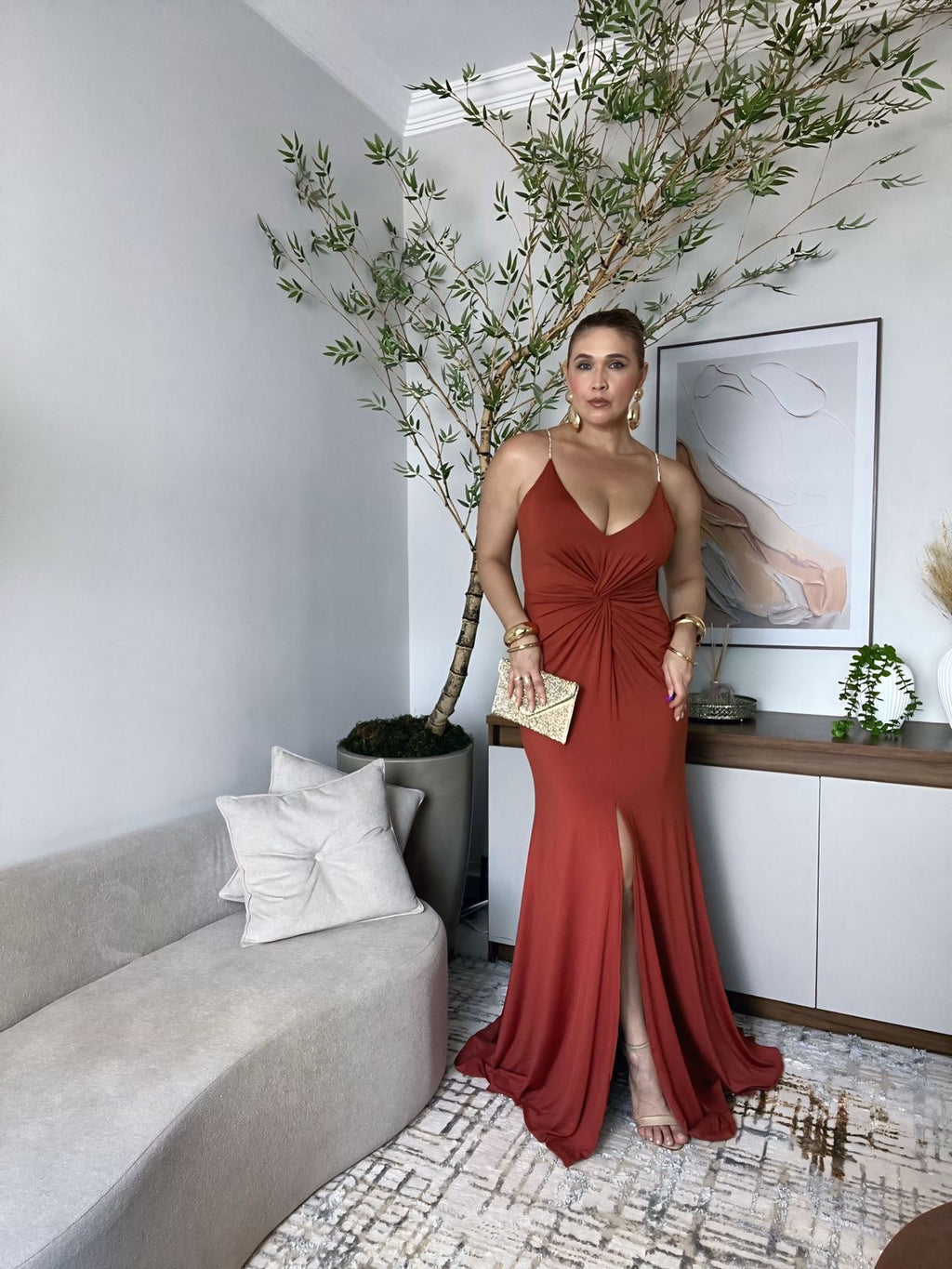 vestido de alça com brilho
