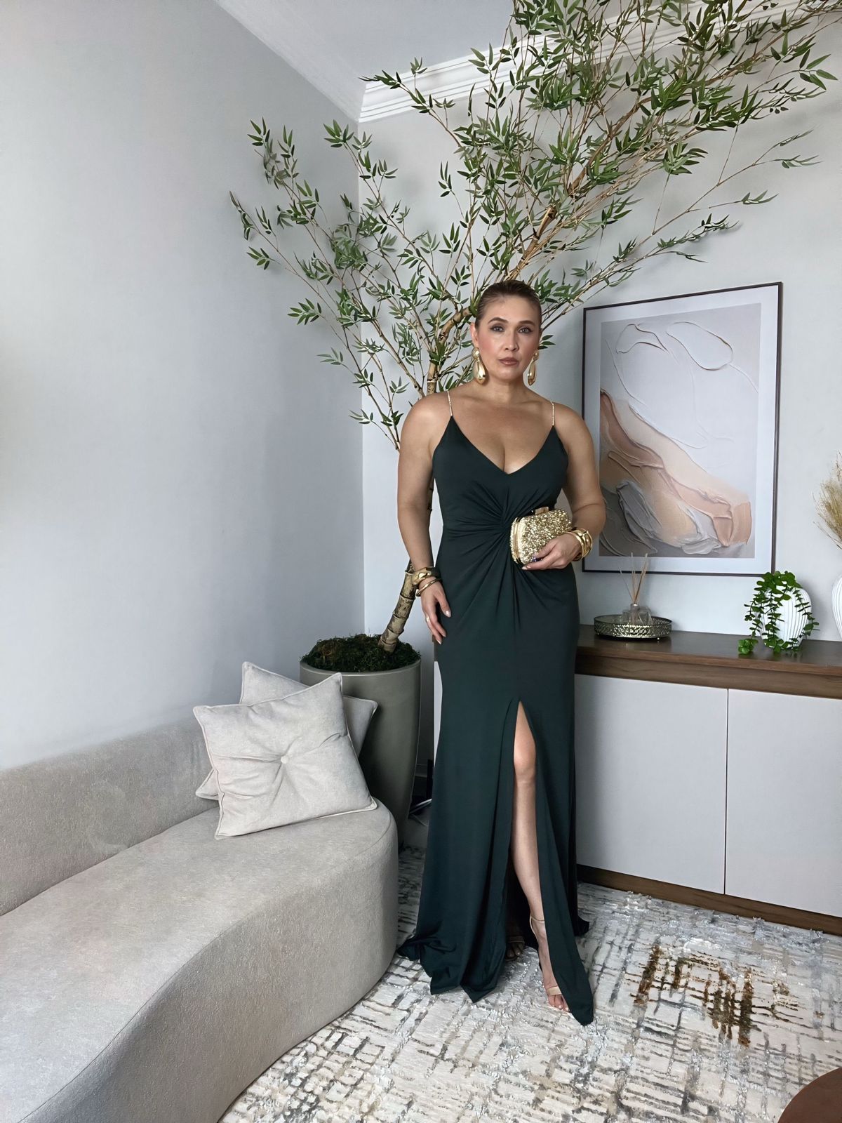 vestido de alça com brilho