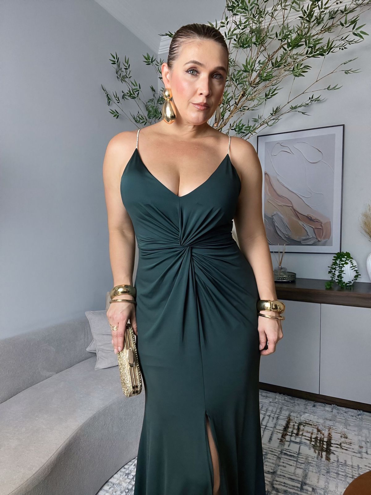 vestido de alça com brilho