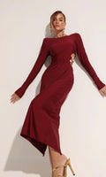 vestido midi manga longa