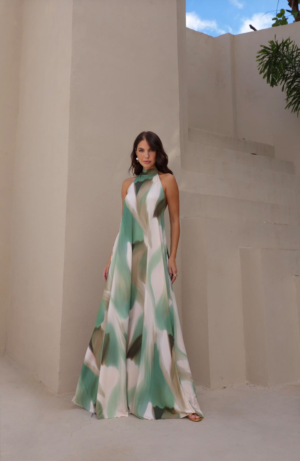 Vestido gola alta frente única Tamanho único - Tecido Fluity